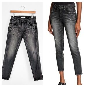 Moussy Vintage Black Distressed Howa Japanese Skinny Ankle Jeans (24 or 2)